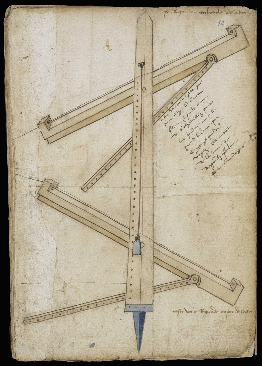 Machine de mesure de tour - Manuscrit : feuille de parchemin d