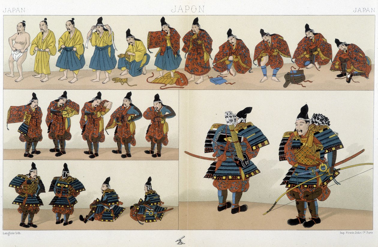 Vêtements traditionnels de samouraï japonais - dans « Le costume historique » de Racinet - Unknown artist