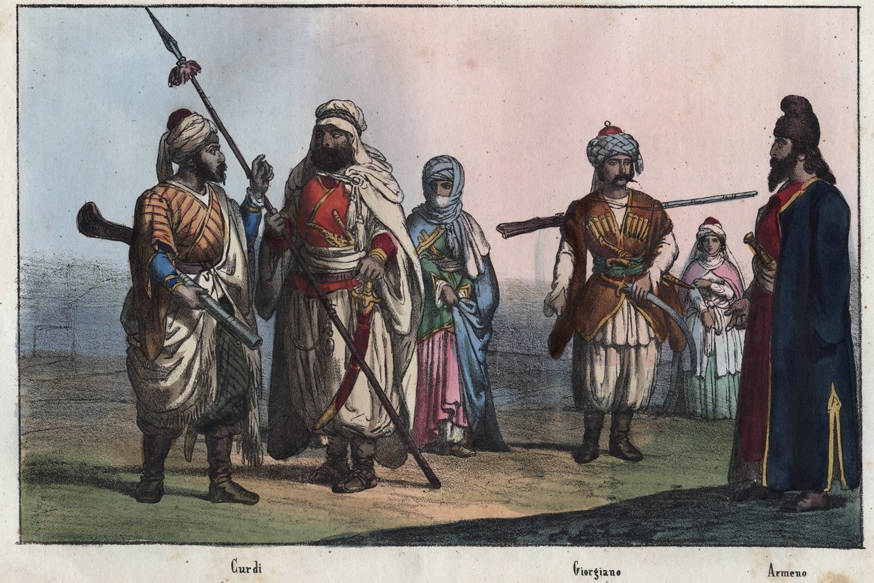 Costumes traditionnels kurdes - Géorgien - Arménien - Unknown artist