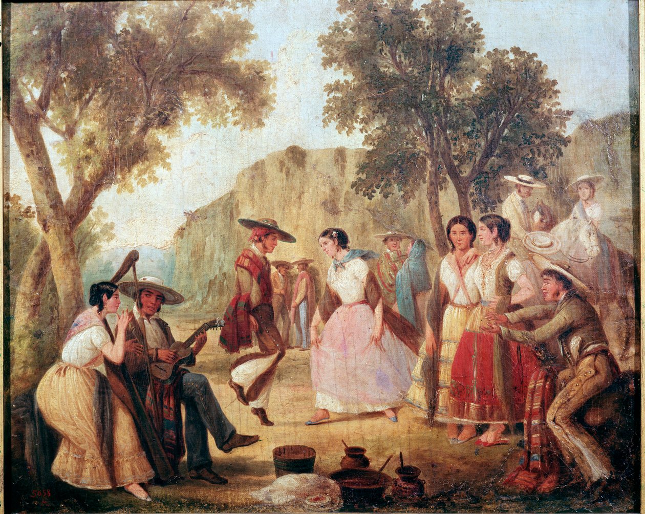 Danse traditionnelle mexicaine. Peinture du 19e siècle. Mexique, Musée National d