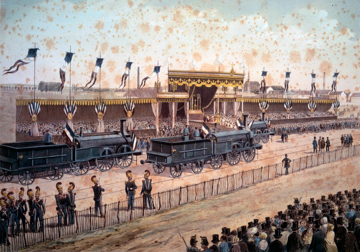Transport : inauguration de la ligne de chemin de fer entre Paris et Strasbourg. 1864. Gravure - Unknown artist