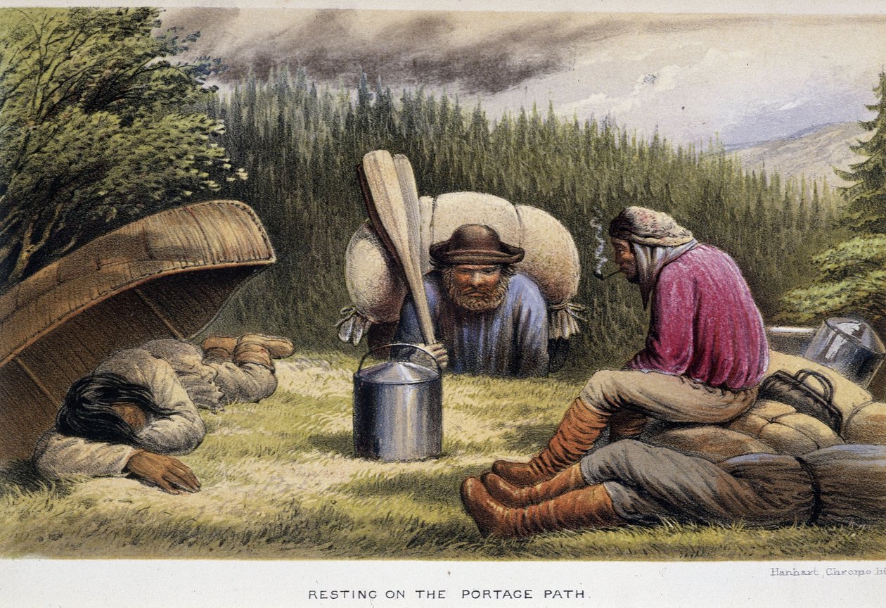 Transport de nourriture : repos sur le chemin du portage - Unknown artist
