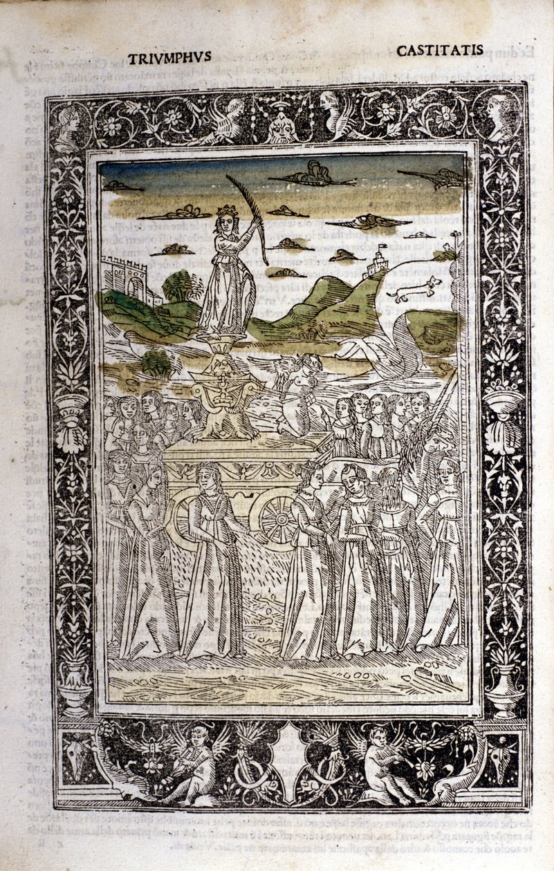Triomphe de la Chasteté de Pétrarque (Francesco Petrarca). Miniature sd. Bibl. Trivulziana, Milan - Unknown artist