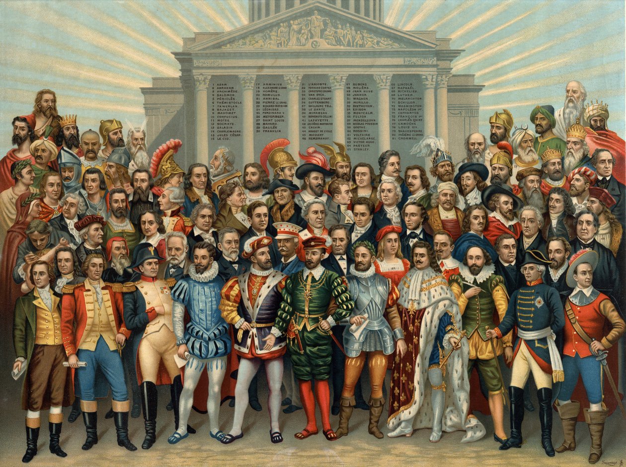 Panthéon universel des principaux hommes célèbres, chromolithographie de Sauvage - Unknown artist