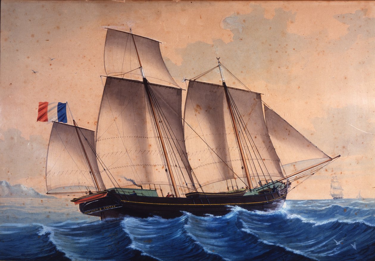Un lougre ou un chasse-marée « Jeune Marie - Vannes » - Unknown artist