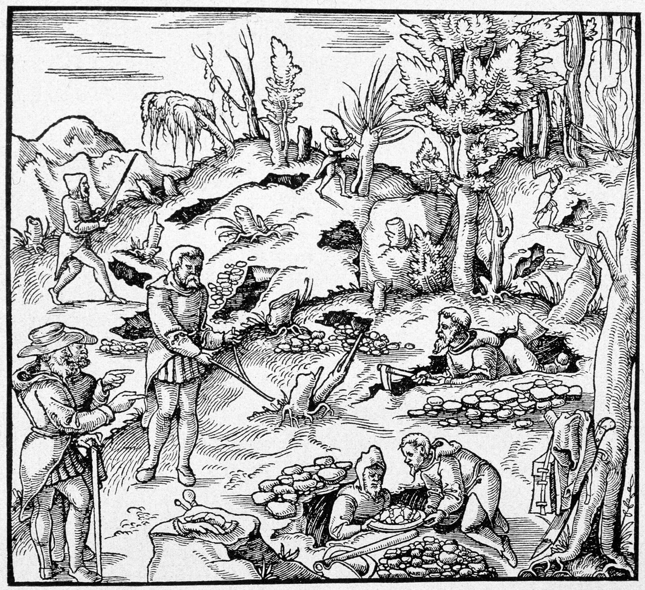 Utilisation du seau magique pour rechercher les trésors de la terre - dans « Le Livre des Mines » par Agricola - Unknown artist