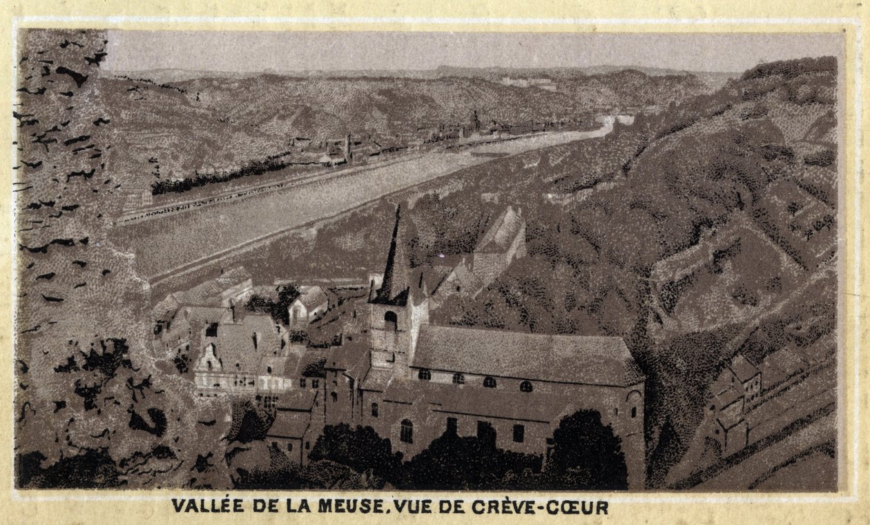 Vallée de la Meuse : vue de Crève-Cœur (Crève-Cœur ou Crèvecoeur), Wallonie, Belgique. Chromolithographie de la fin du 19ème siècle - Unknown artist