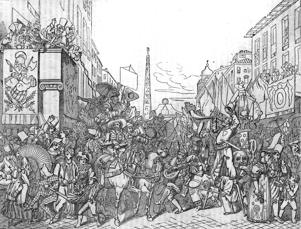 Via del Corso à Rome pendant le Carnaval de 1836 - Unknown artist