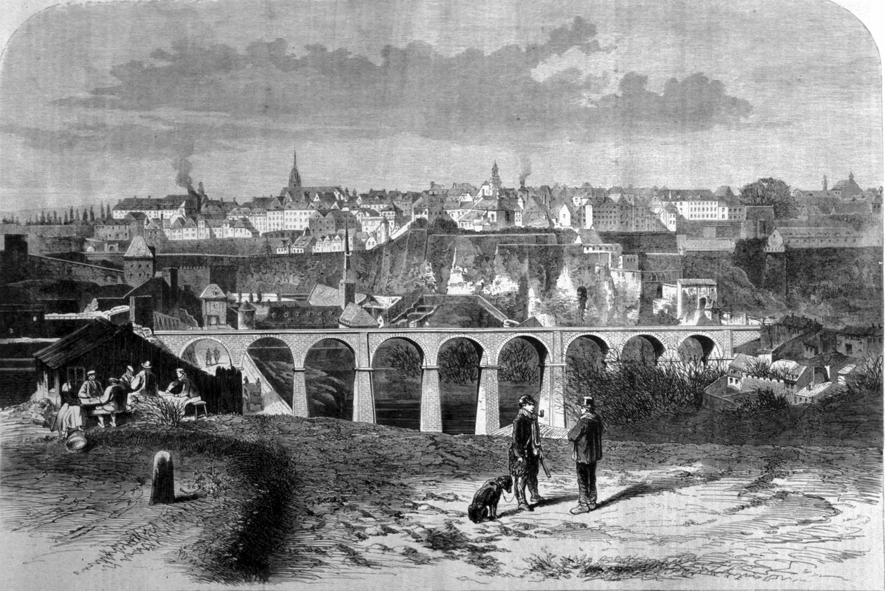 Vue de la ville de Luxembourg. Gravure du 19ème siècle - Unknown artist