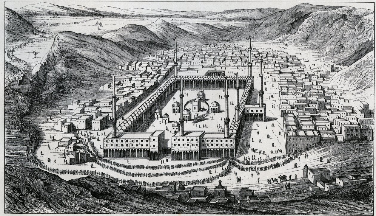 Vue de La Mecque et de sa grande mosquée à l