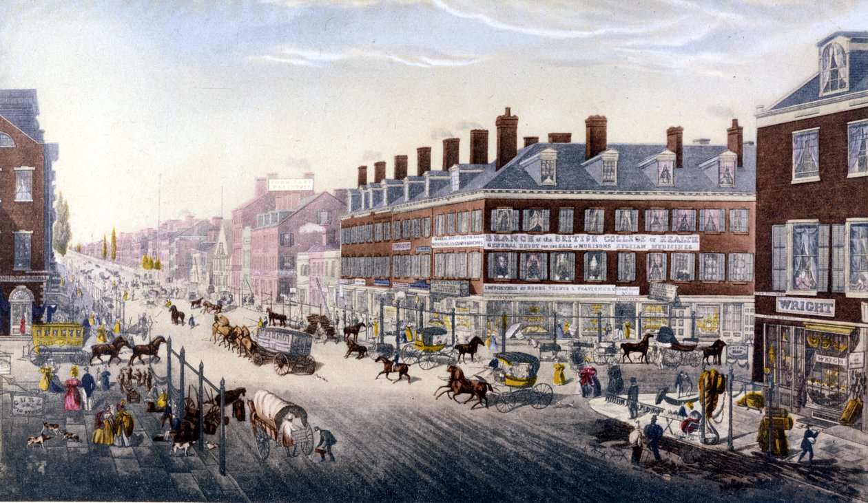 Vue de New York : Broadway. Gravure de 1840 - Unknown artist