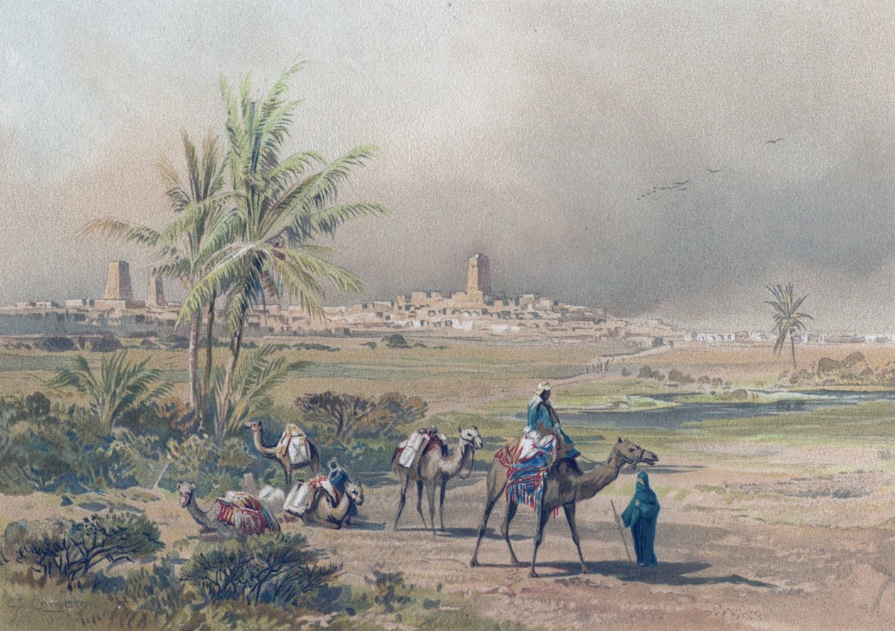 Vue de Tombouctou (Timbuktu) dans le Mali moderne, vers 1850 (estampe) - Unknown artist