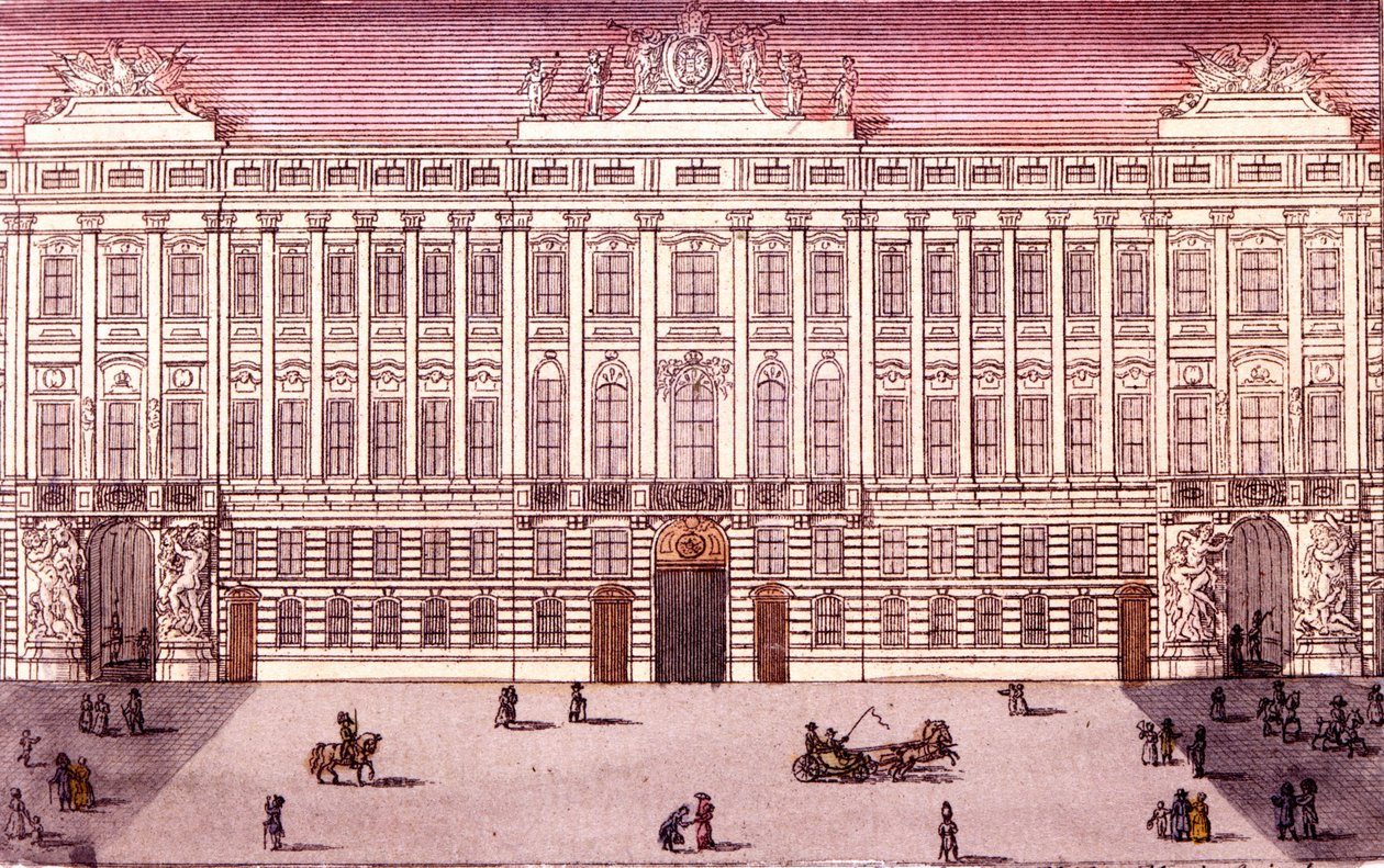 Vue de la Chancellerie impériale à Vienne, Autriche. Gravure de 1820 - Unknown artist