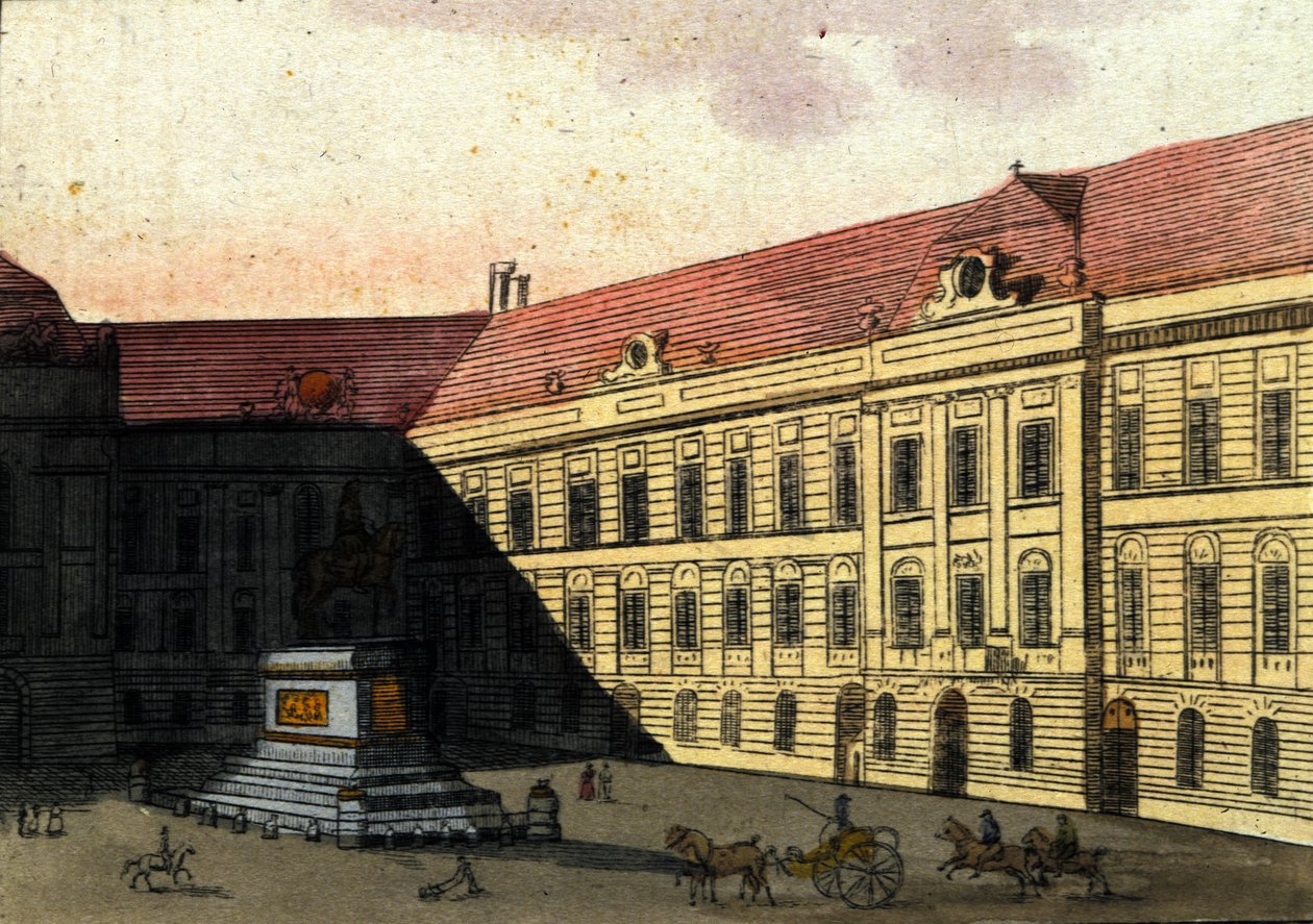 Vue de la Josephplatz à Vienne, Autriche. Gravure de 1820 - Unknown artist