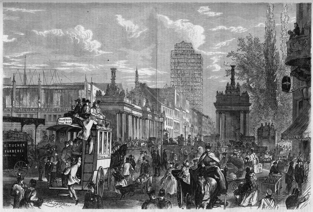 Vue du Pont Royal à Berlin, Allemagne. Gravure dans "L