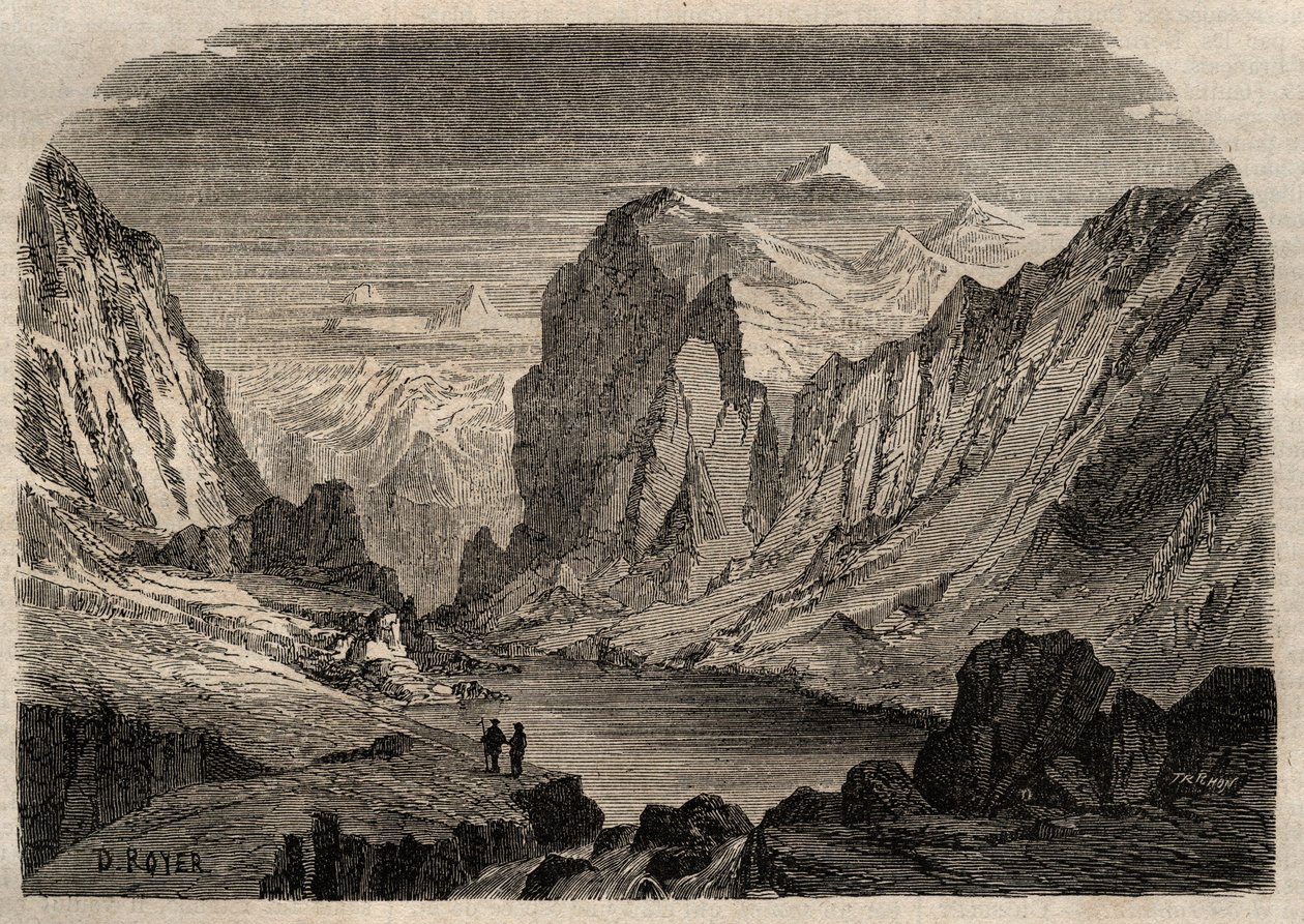 Vue du pays de Davos en Suisse au XIXe siècle - gravure dans « Dictionnaire populaire illustré » - 1864 - par Joseph Decembre et Edmond Allonier - Unknown artist