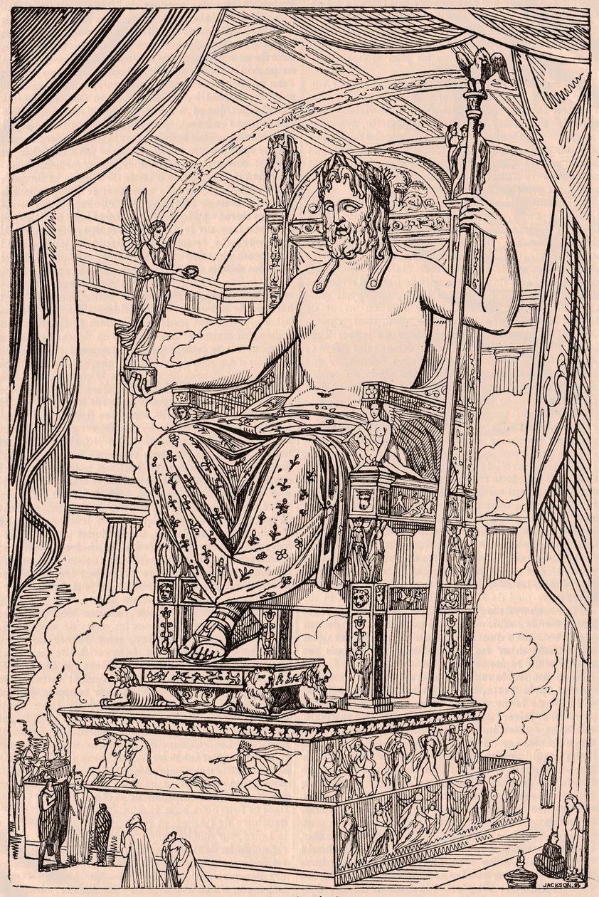 Vue de la statue gigantesque de Zeus Olympien par Phidias - Unknown