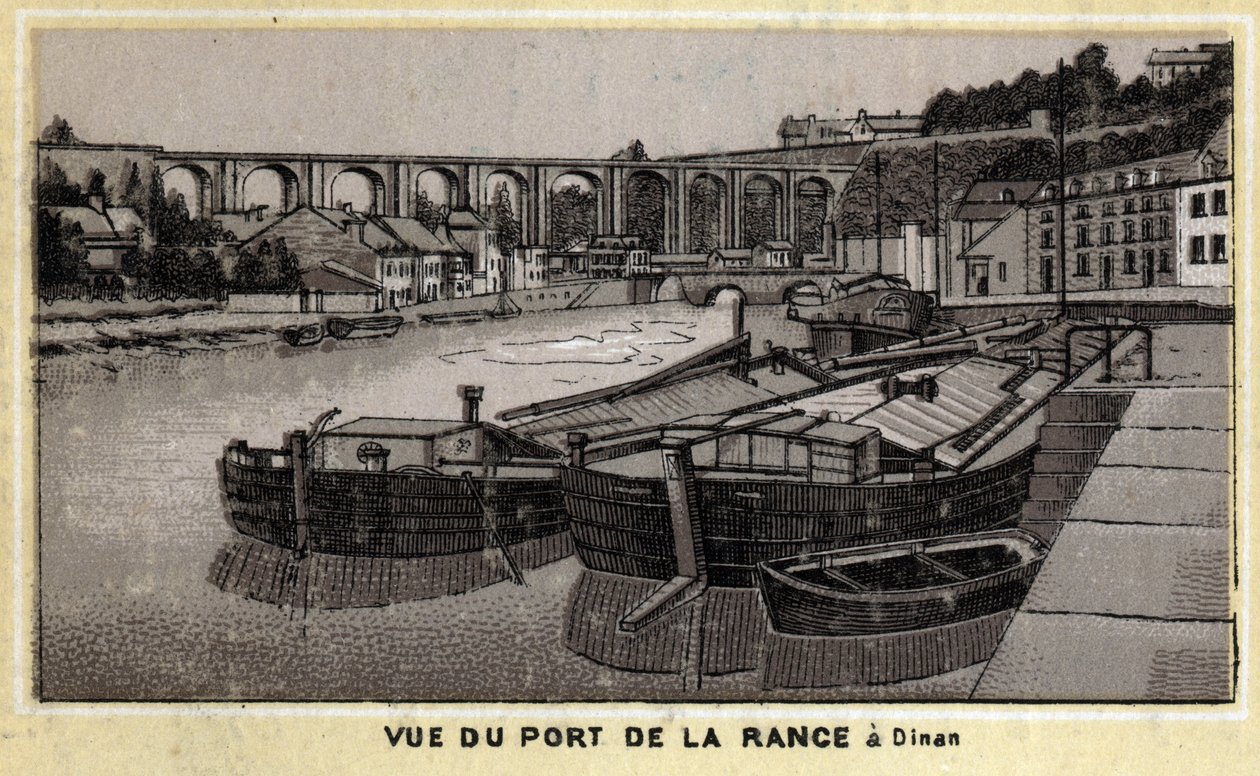 Vue du port de la Rance à Dinan, Côtes-d