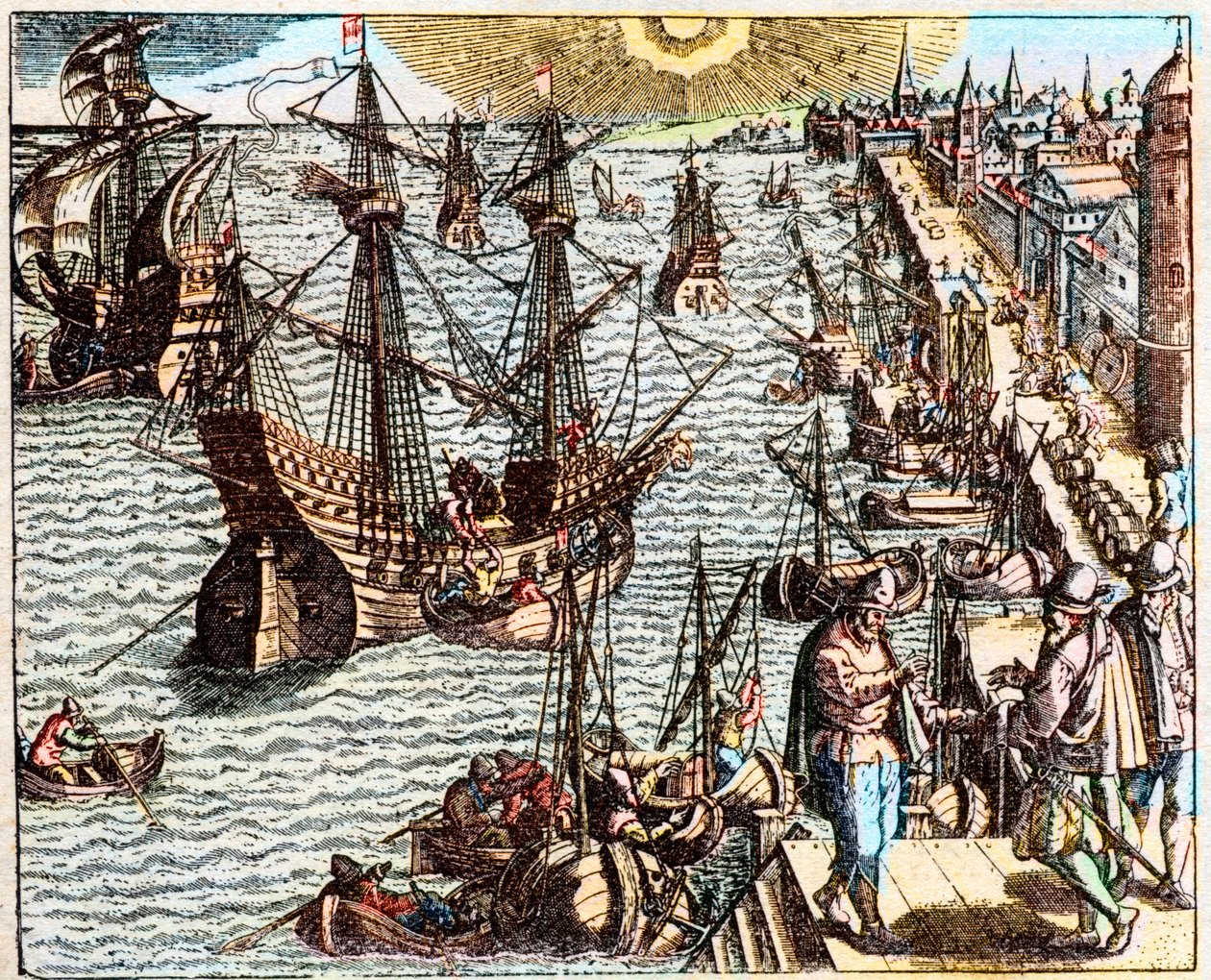 Vue du port de Lisbonne au XVIe siècle - Unknown artist
