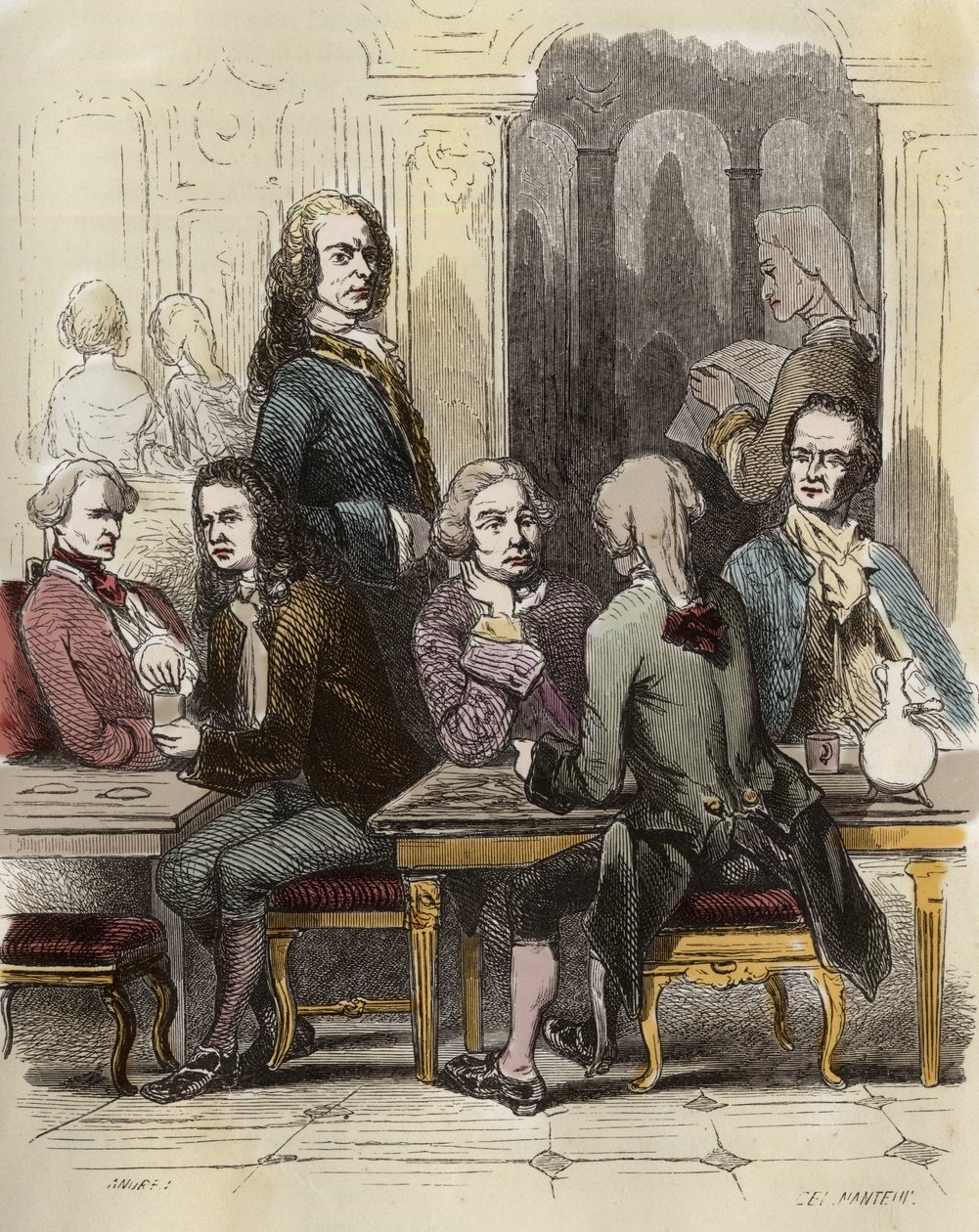 Voltaire au café Procope à Paris - Unknown artist