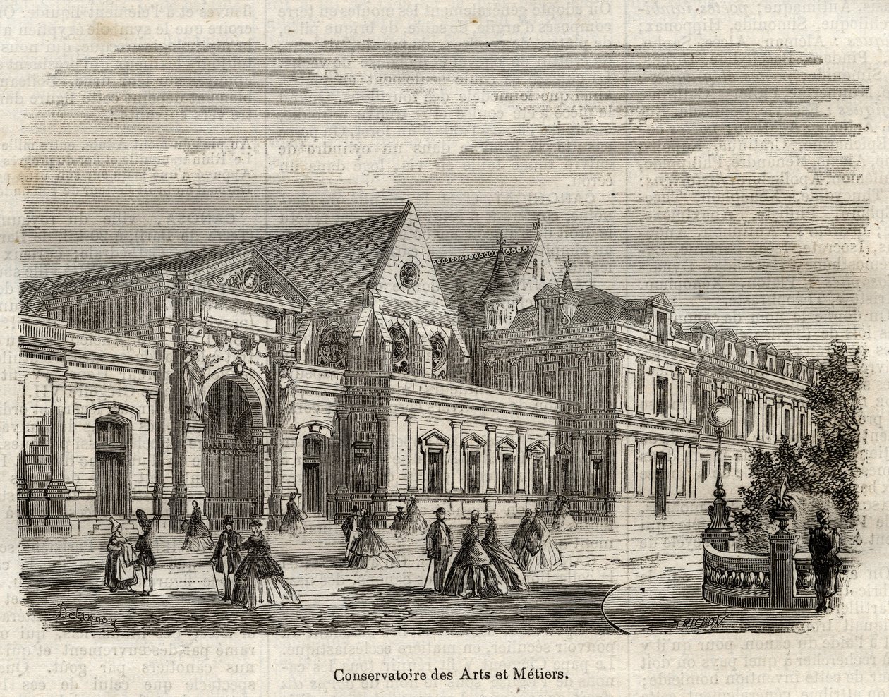 Vue du Conservatoire des Arts et Métiers (Cnam) à Paris, rue Saint Martin à Paris - gravure dans « Dictionnaire populaire illustré » - 1864 - par Joseph Décembre et Edmond Allonier - Unknown artist