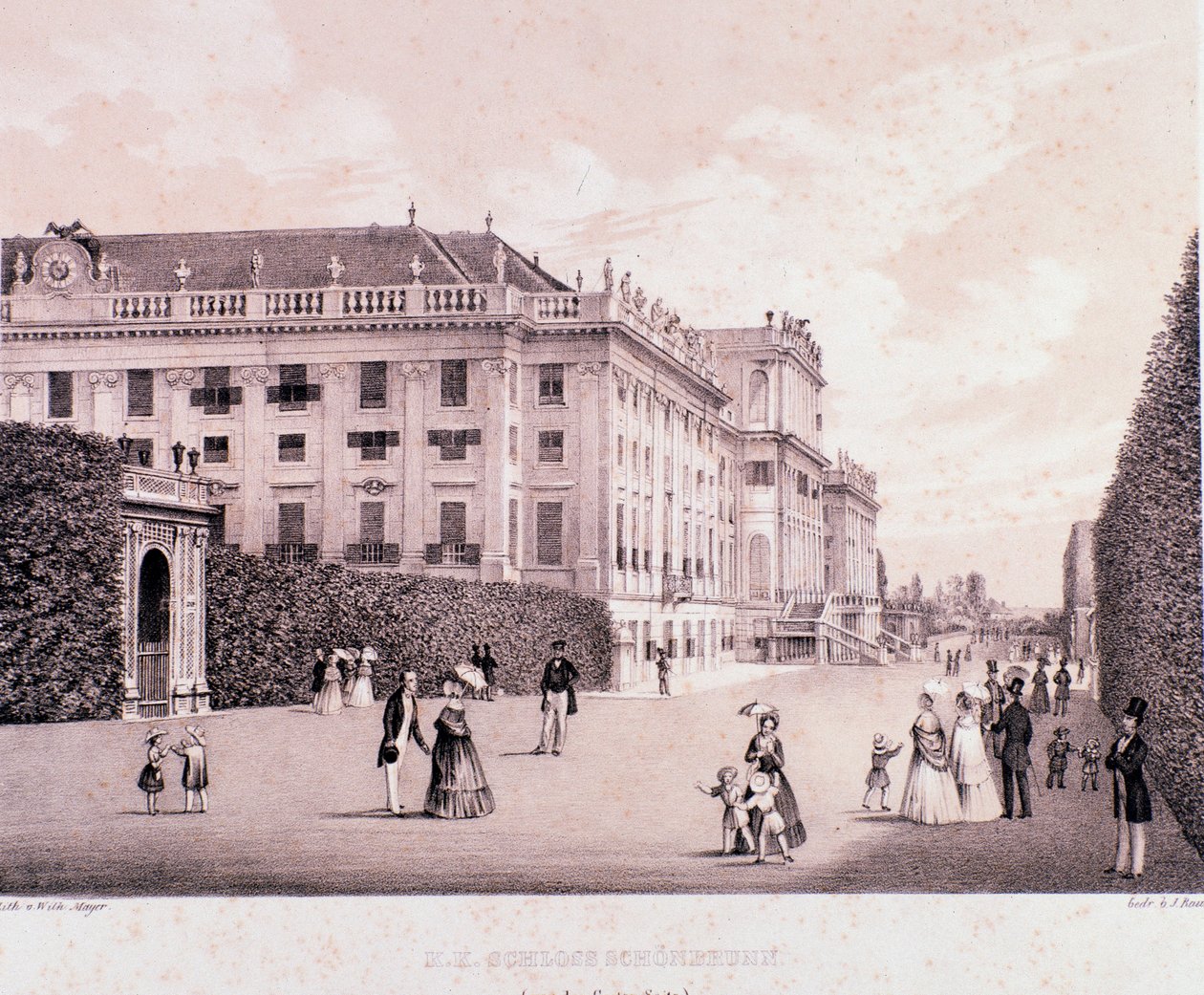 Promeneurs dans le parc du palais de Schönbrunn (Schoenbrunn) à Vienne. Autriche. Estampes du début du 19ème siècle Collection privée - Unknown artist