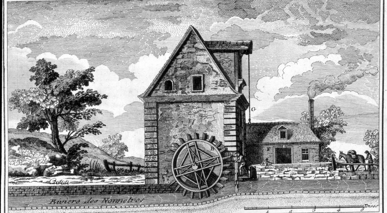 Moulin à eau. gravure sd. vers 1800 - Unknown artist
