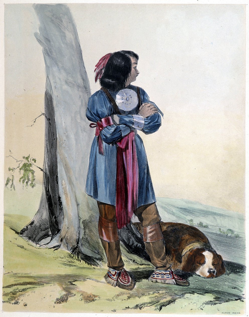 Jeune Huron indien et son chien - Unknown artist