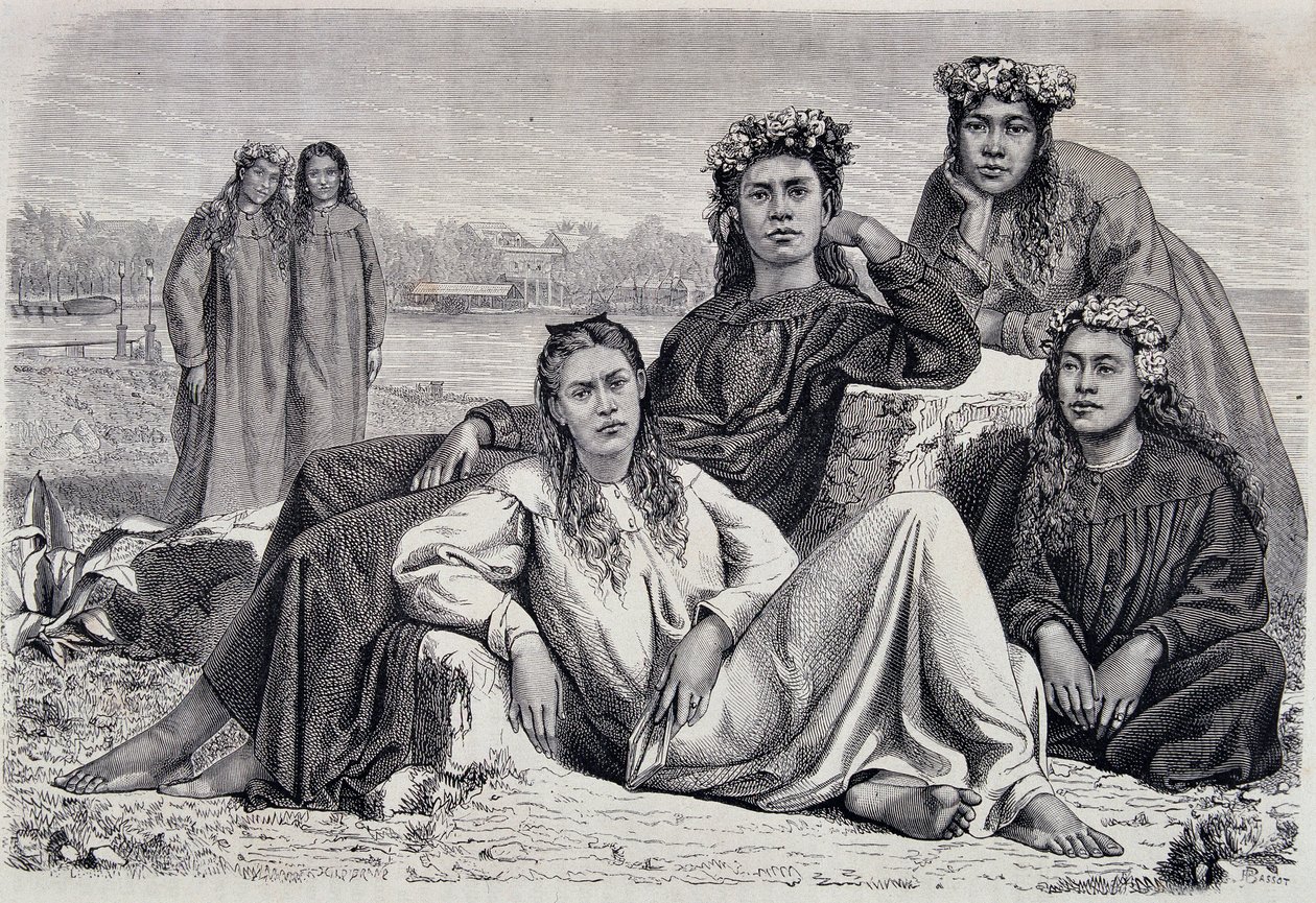Jeunes Femmes de Tahiti - dans « Le Tour du Monde » - Unknown artist