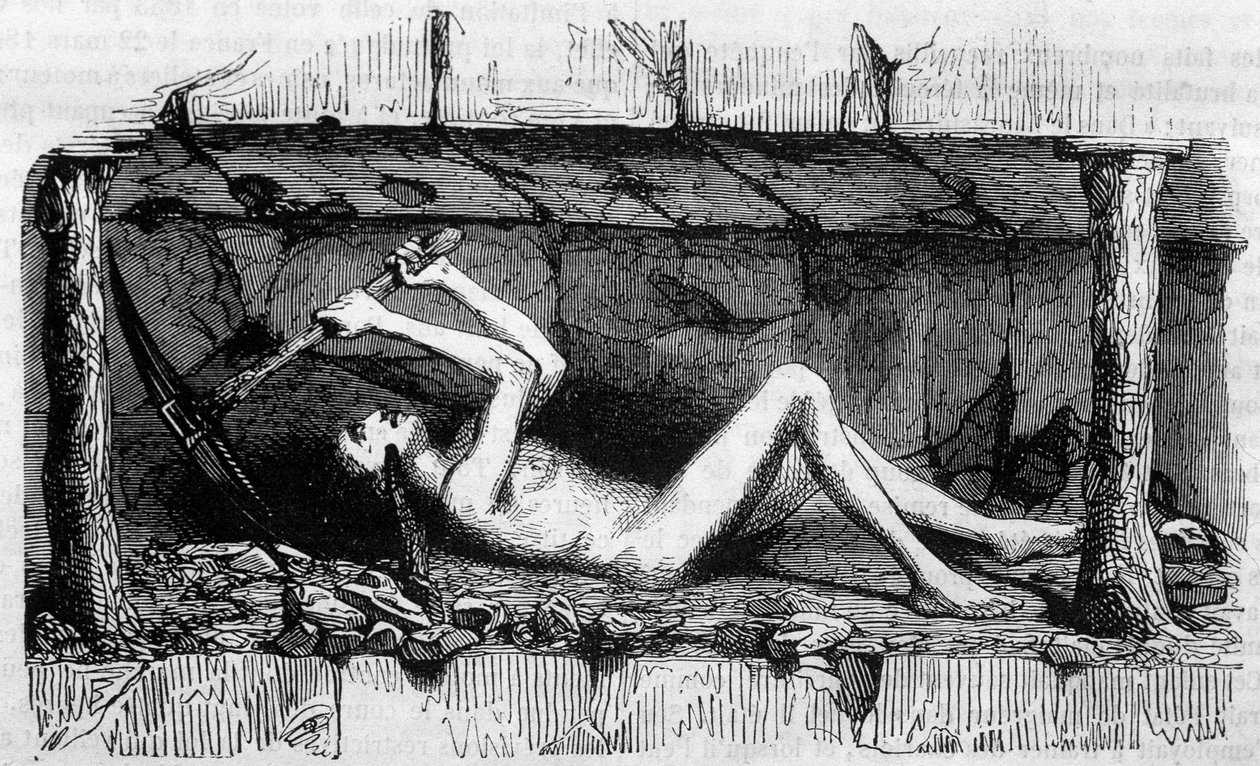 Jeune homme travaillant dans les mines de charbon en Angleterre - Unknown artist