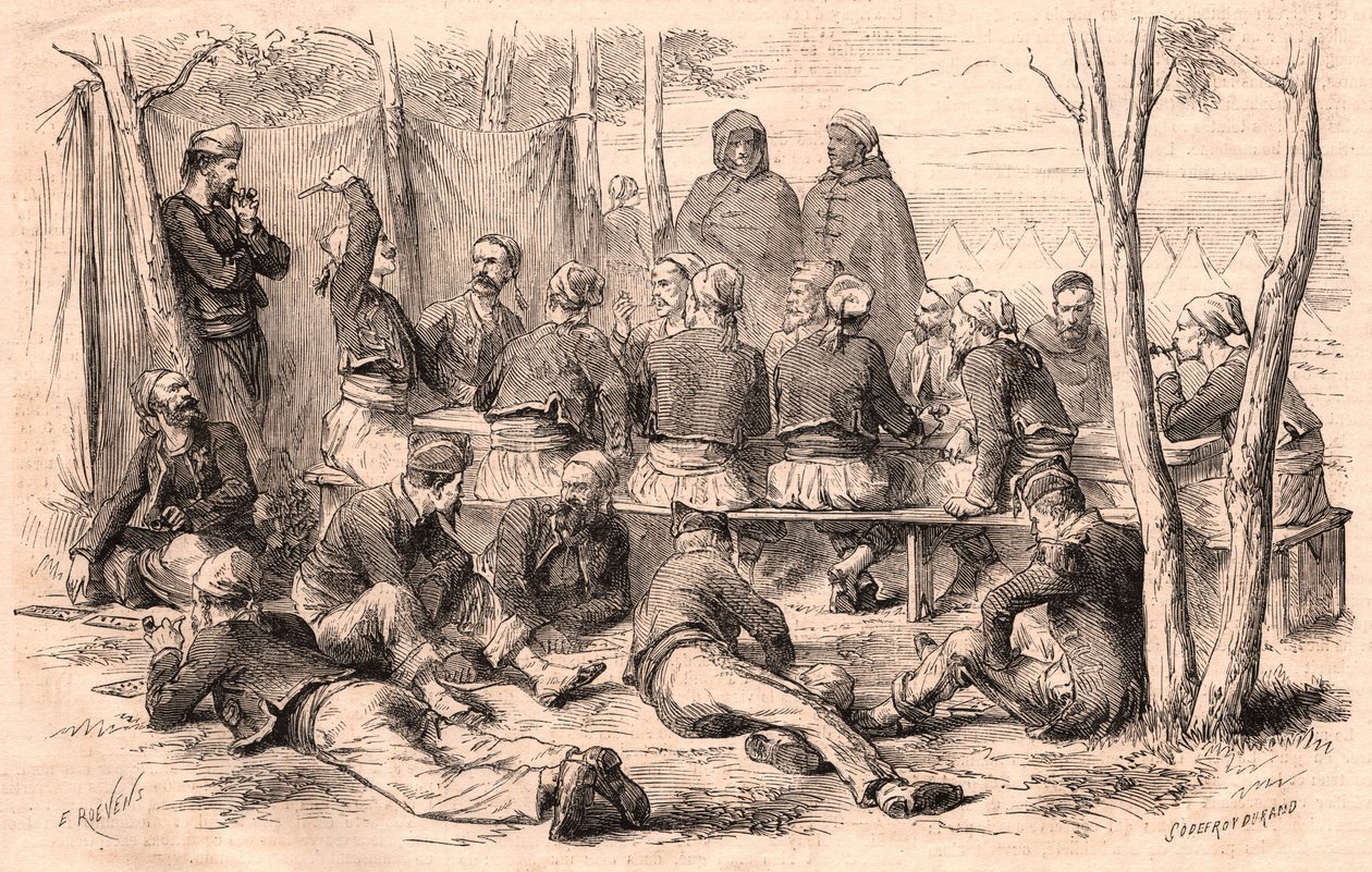 Groupe de zouaves se reposant au camp de Châlons - Unknown