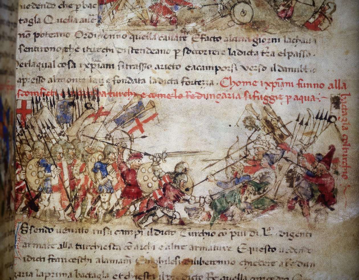 Défaite des Croisés en 1396 - dans "Croniche del Sercambi", vers 1400. Archives nationales, Lucques - Unknown artist
