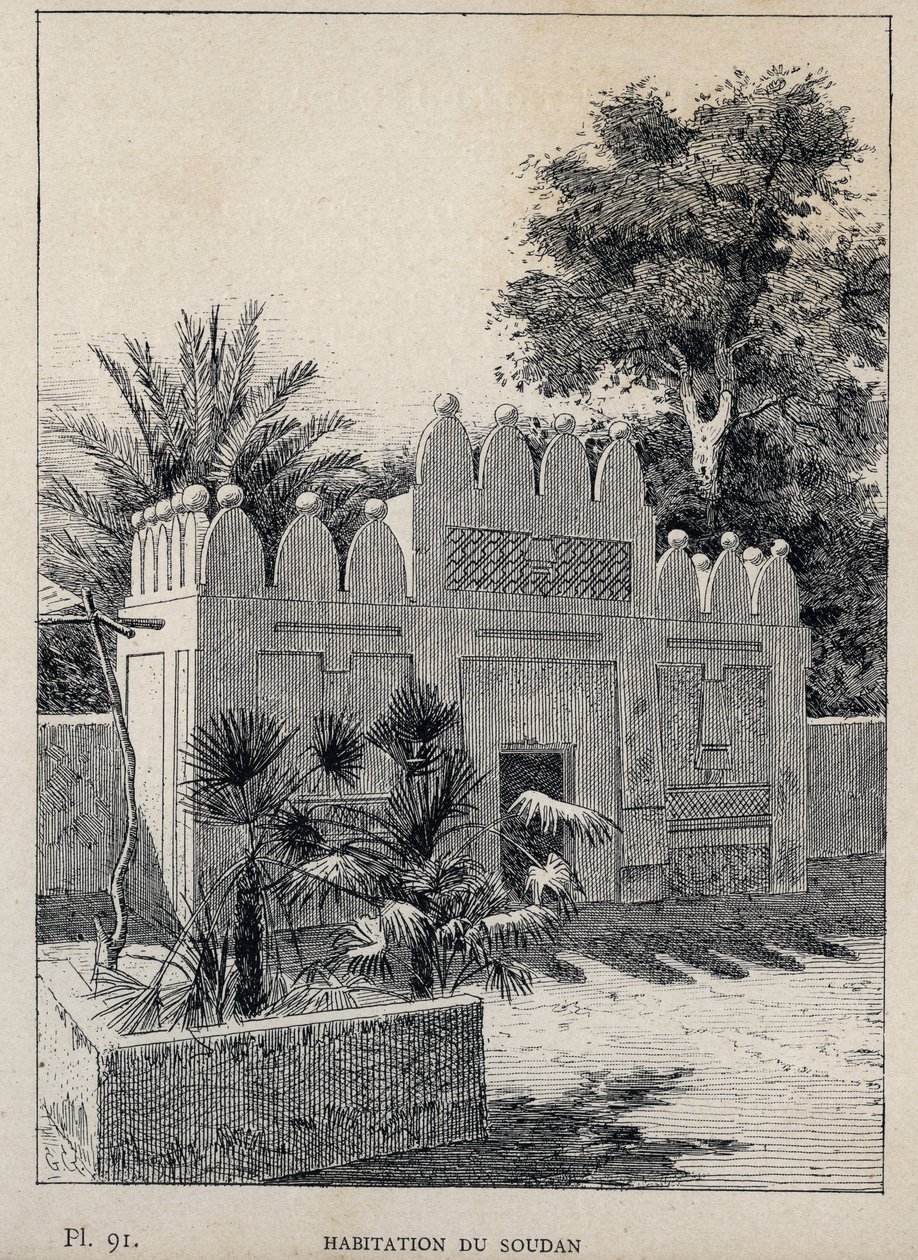 Habitation du Soudan - gravure de 1889 dans « Histoire de l