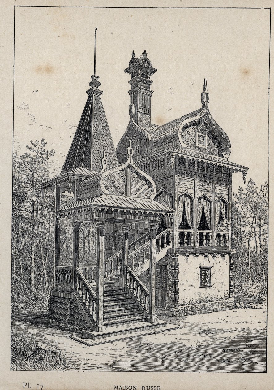 Maison russe - gravure de 1889 dans 