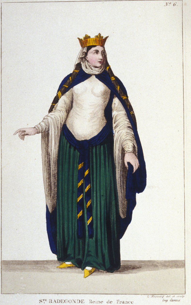 Portrait de Sainte Radegonde (ca. 520-587), Reine des Francs, épouse de Clotaire Ier, gravure de 1830 - Unknown artist