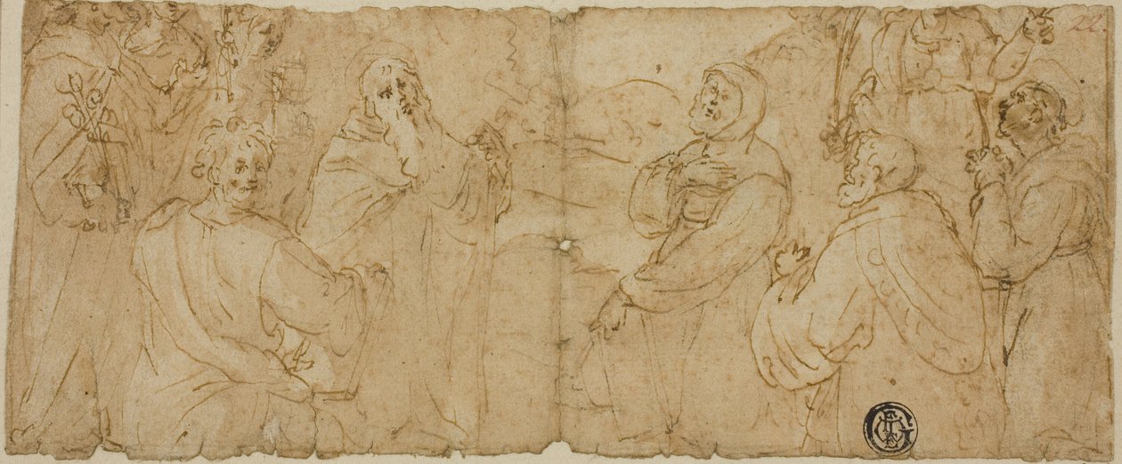 Saints franciscains en adoration - Unknown Florentine