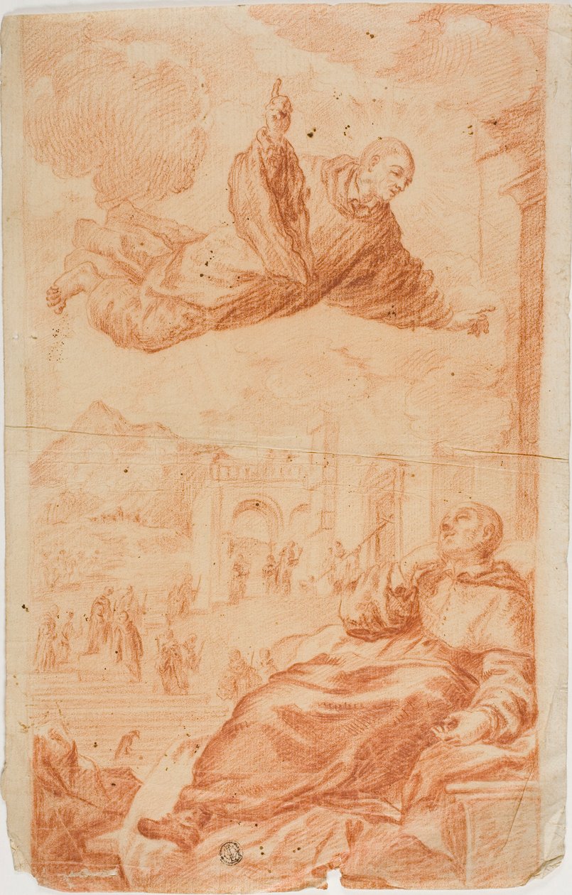 Saint apparaissant au moine endormi - Unknown Italian