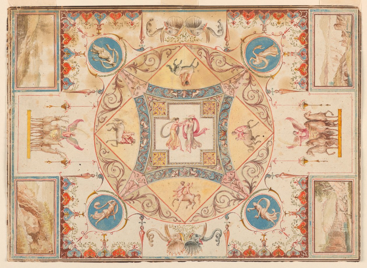 Dessin, plafond de la villa d
