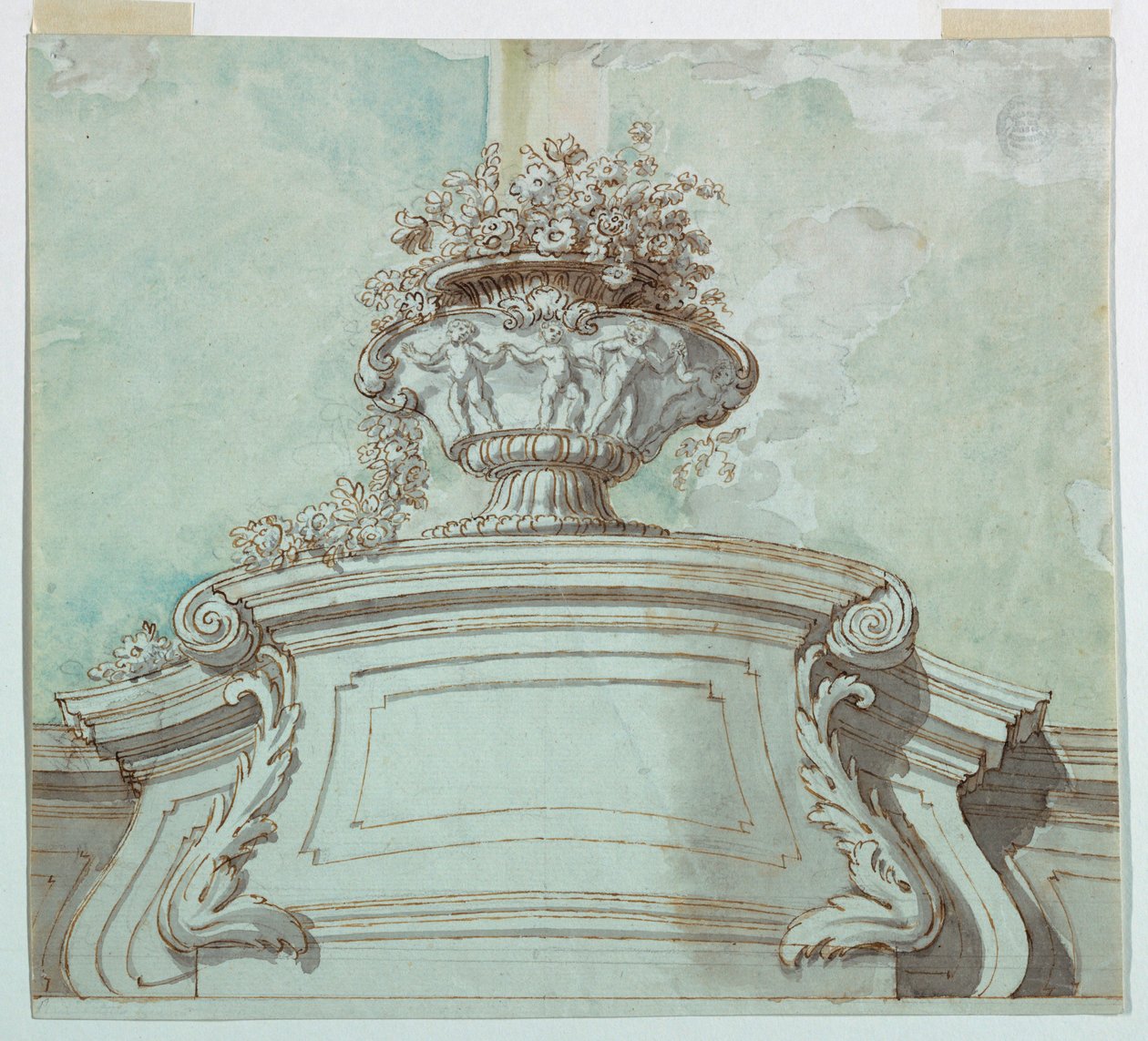 Dessin, panneau central pour un plafond, 1750-1800 - Unknown artistUnknown artist