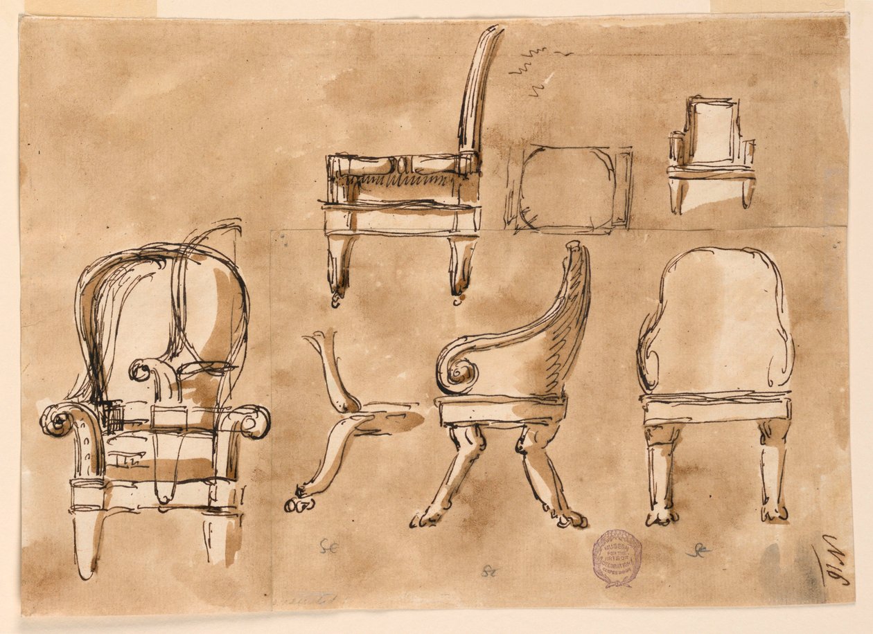 Dessin, Chaises, vers 1800 - Unknown artistUnknown artist