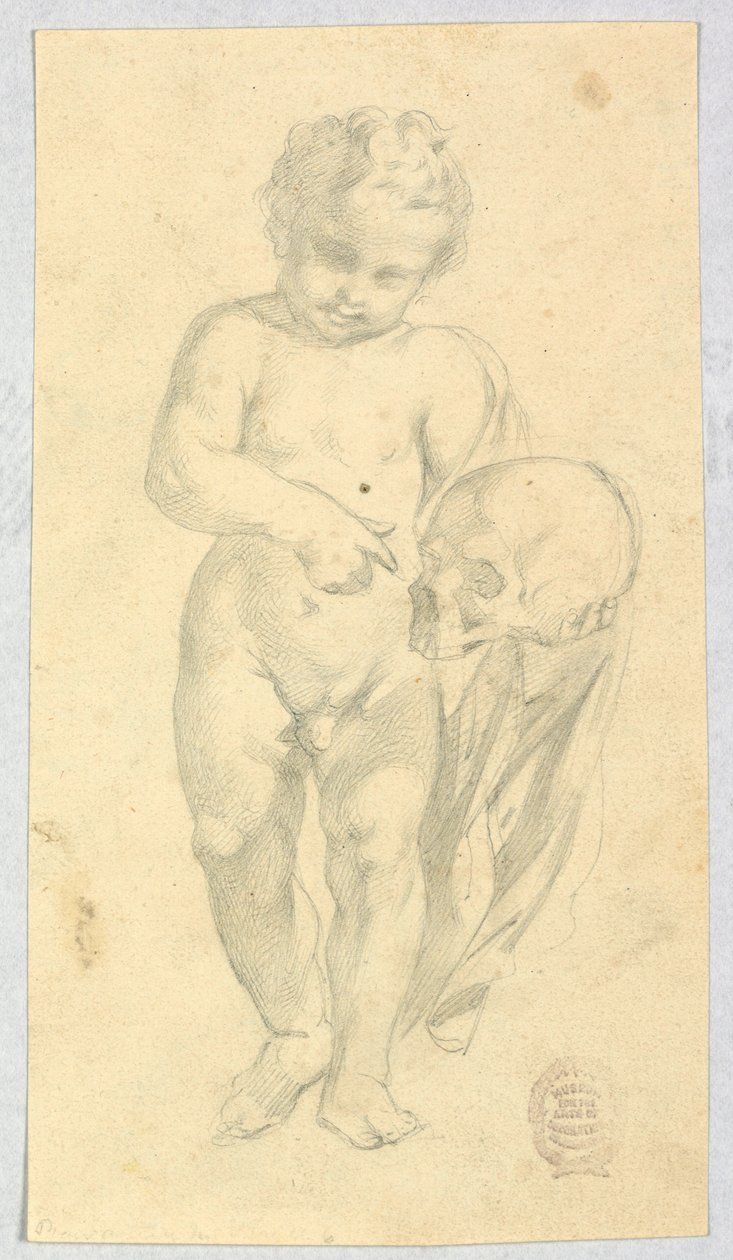 Dessin, enfant portant un crâne, 16-19ème siècle - Unknown artistUnknown artist