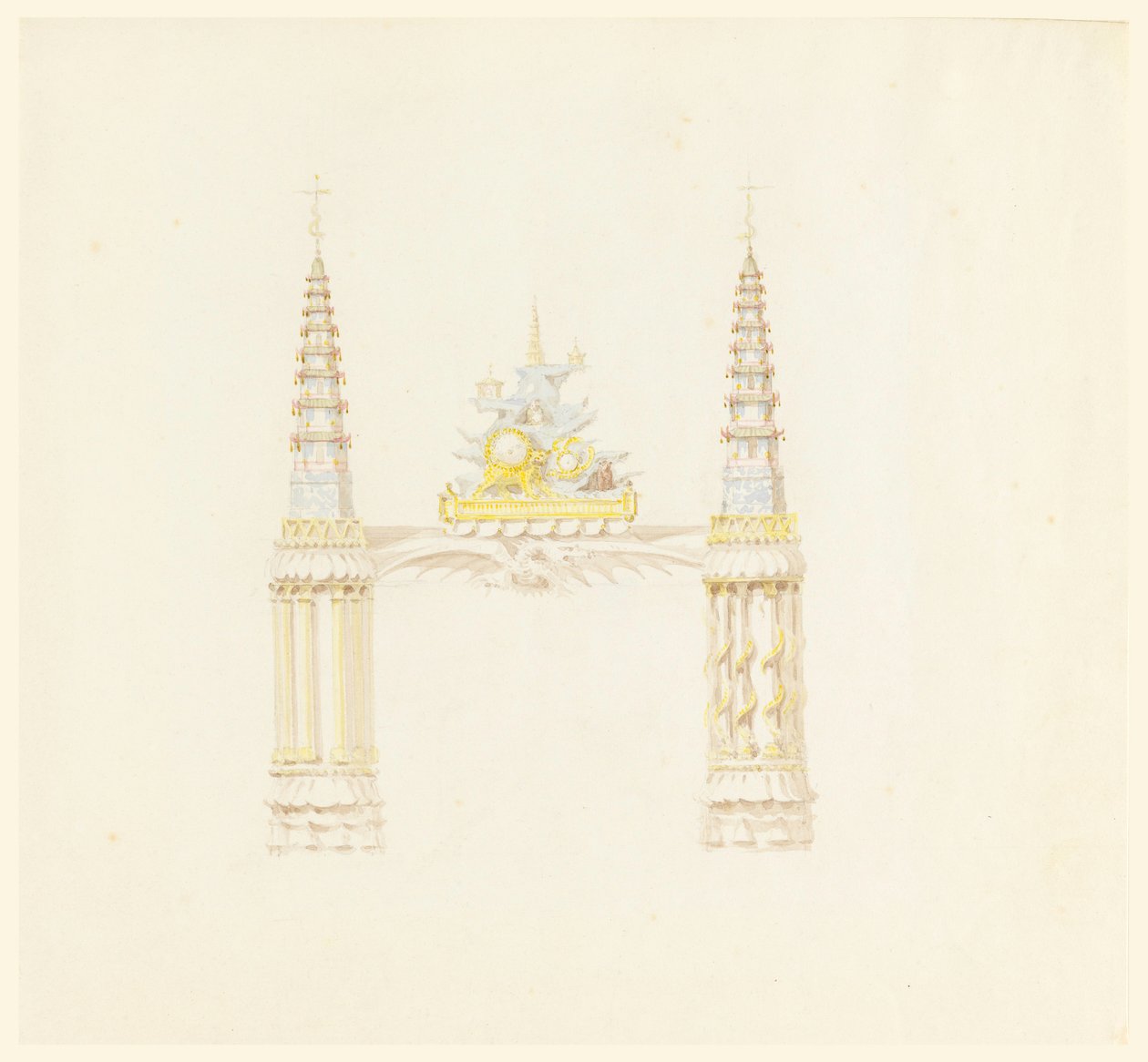 Dessin, cheminée, mur ouest de la salle de musique, vers 1820 - Unknown artistUnknown artist