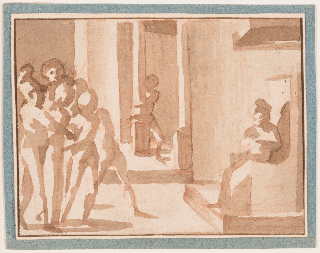 Dessin, Le Christ devant Caïphe, 1550-1600 - Unknown artistUnknown artist