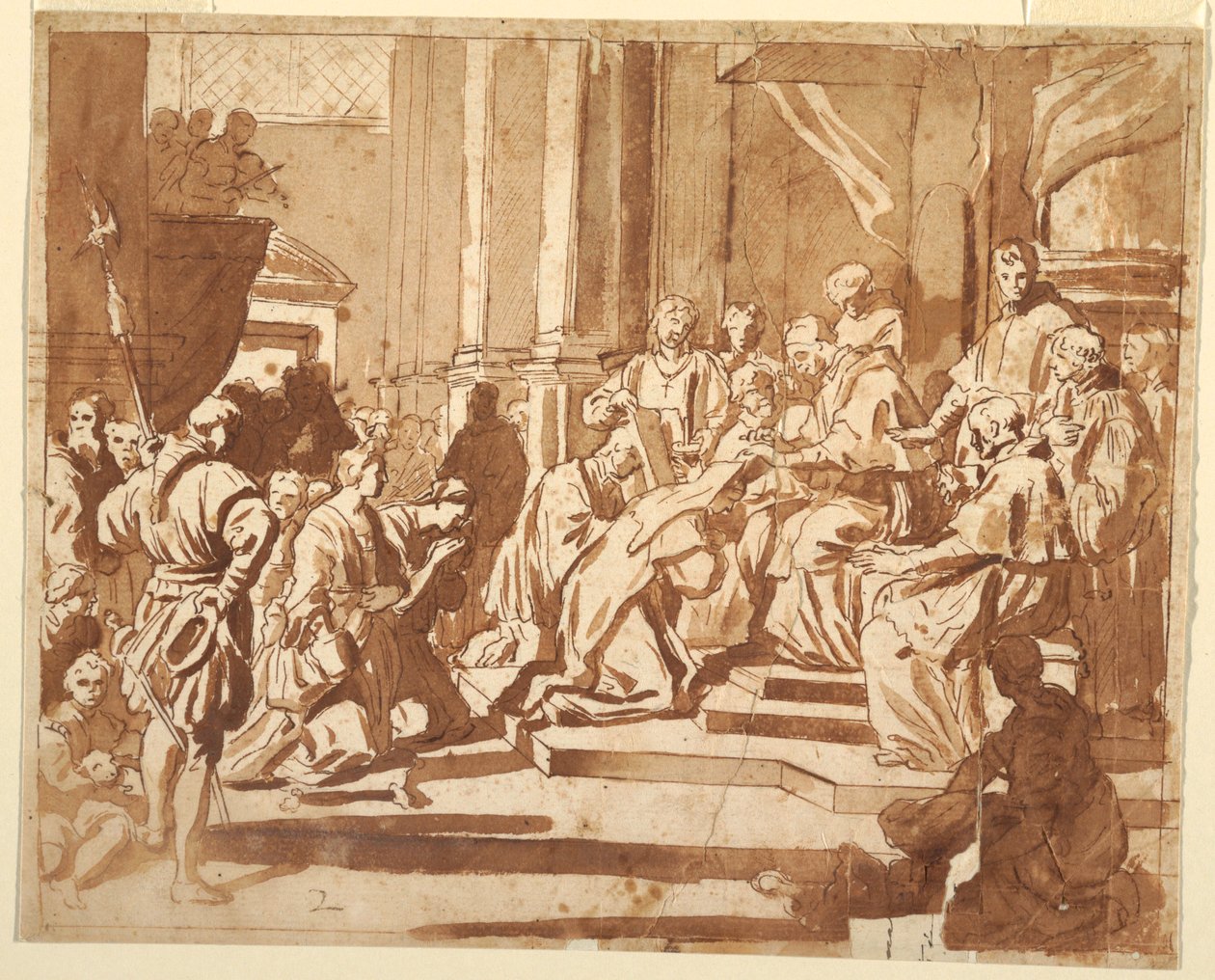 Dessin, Clément XI sacrant sa nièce nonne, vers 1700 - Unknown artistUnknown artist