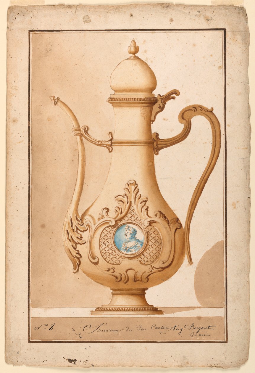 Dessin, Cafetière avec médaillon émaillé, 1700-1725 - Unknown artistUnknown artist