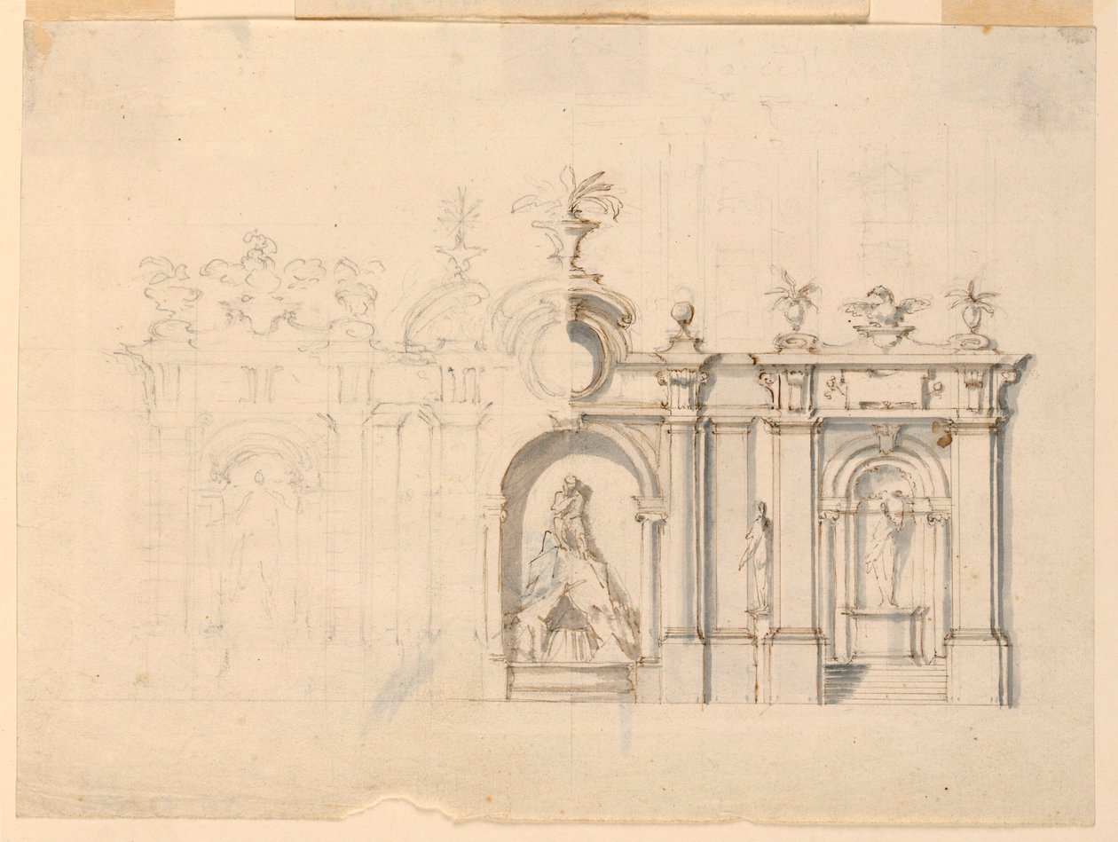 Dessin, Colonnade avec fontaine, vers 1770 - Unknown artistUnknown artist