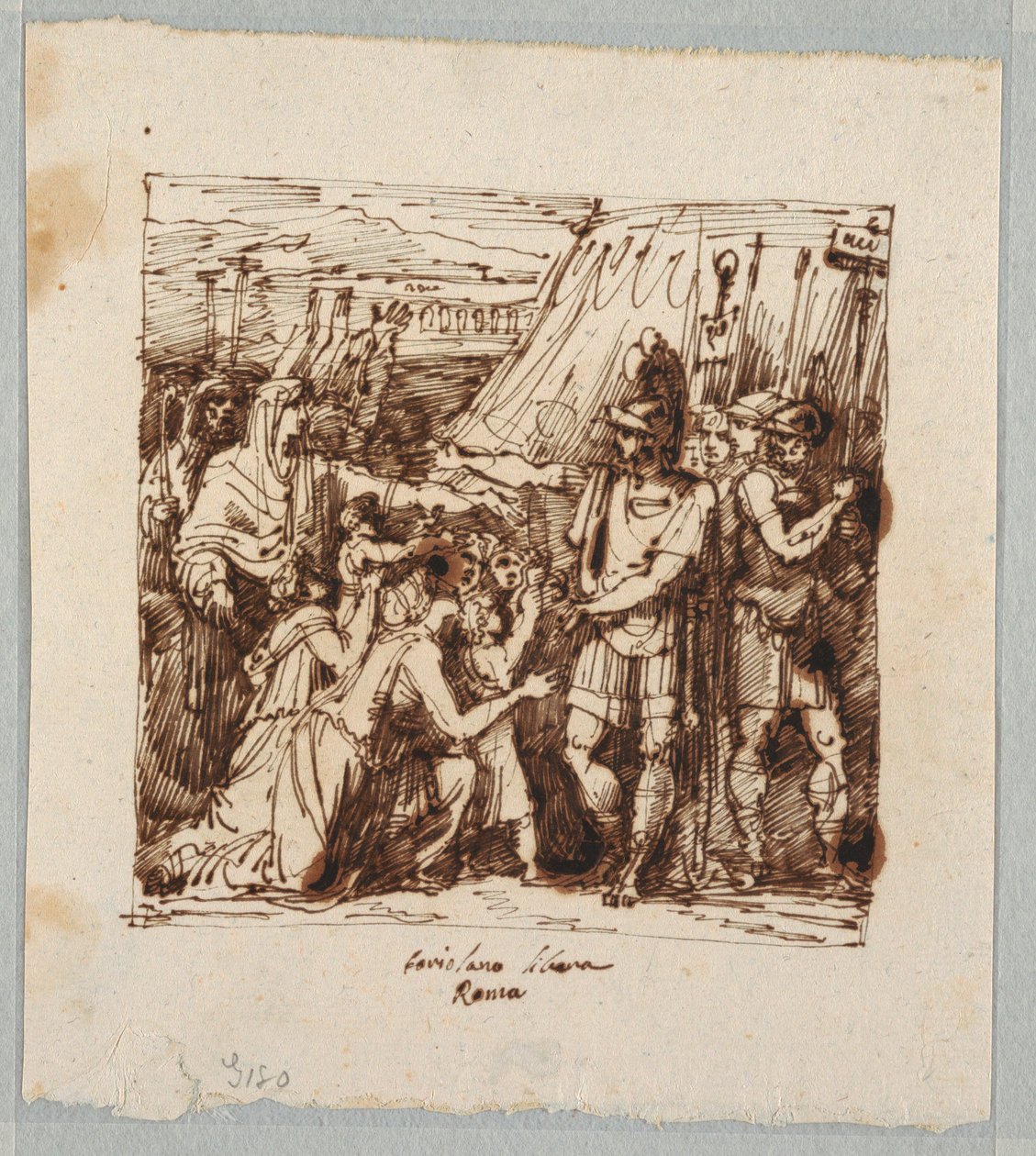 Dessin, Coriolan accepte de lever le siège de Rome, fin du XIXe siècle - Unknown artistUnknown artist
