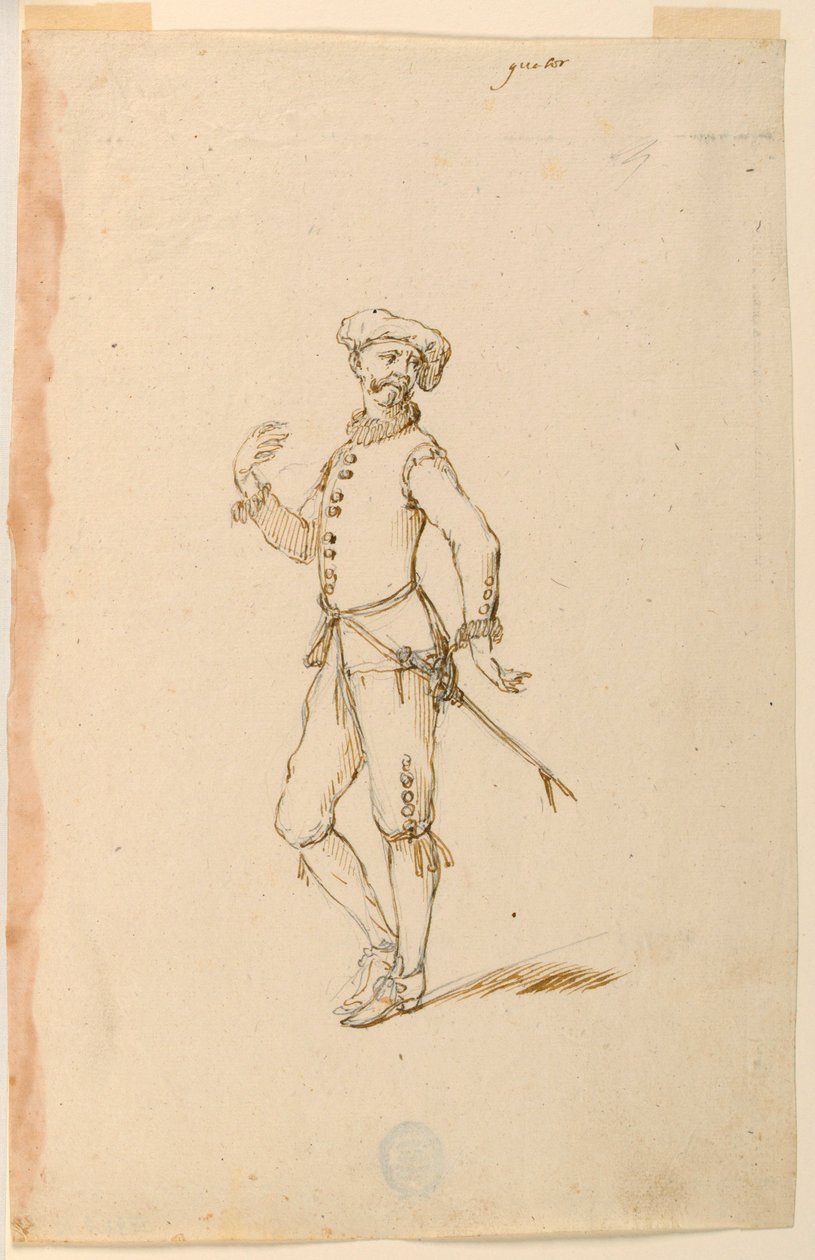 Dessin, création de costumes : Un capitaine pour un ballet, vers 1720 - Unknown artistUnknown artist