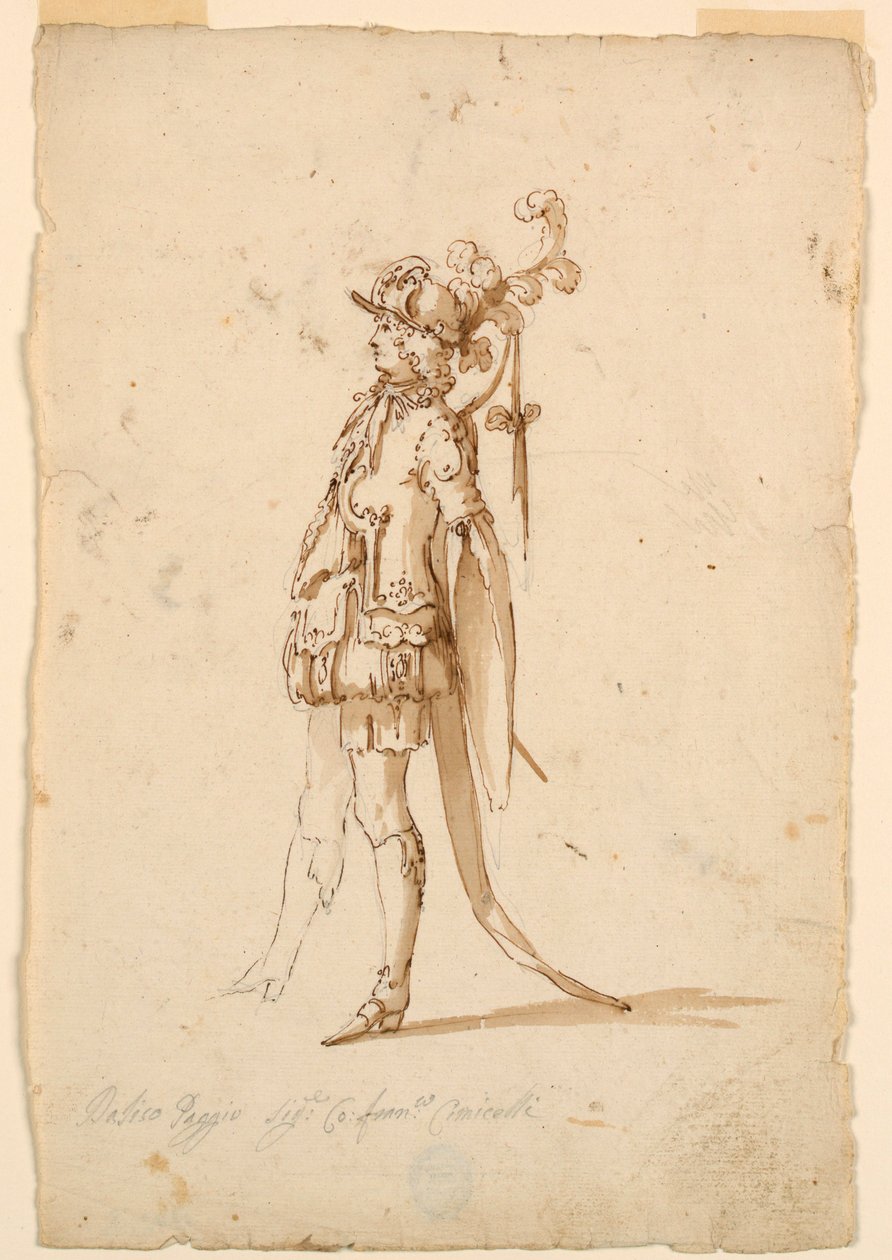 Dessin, création de costumes : Page pour un ballet, vers 1720 - Unknown artistUnknown artist