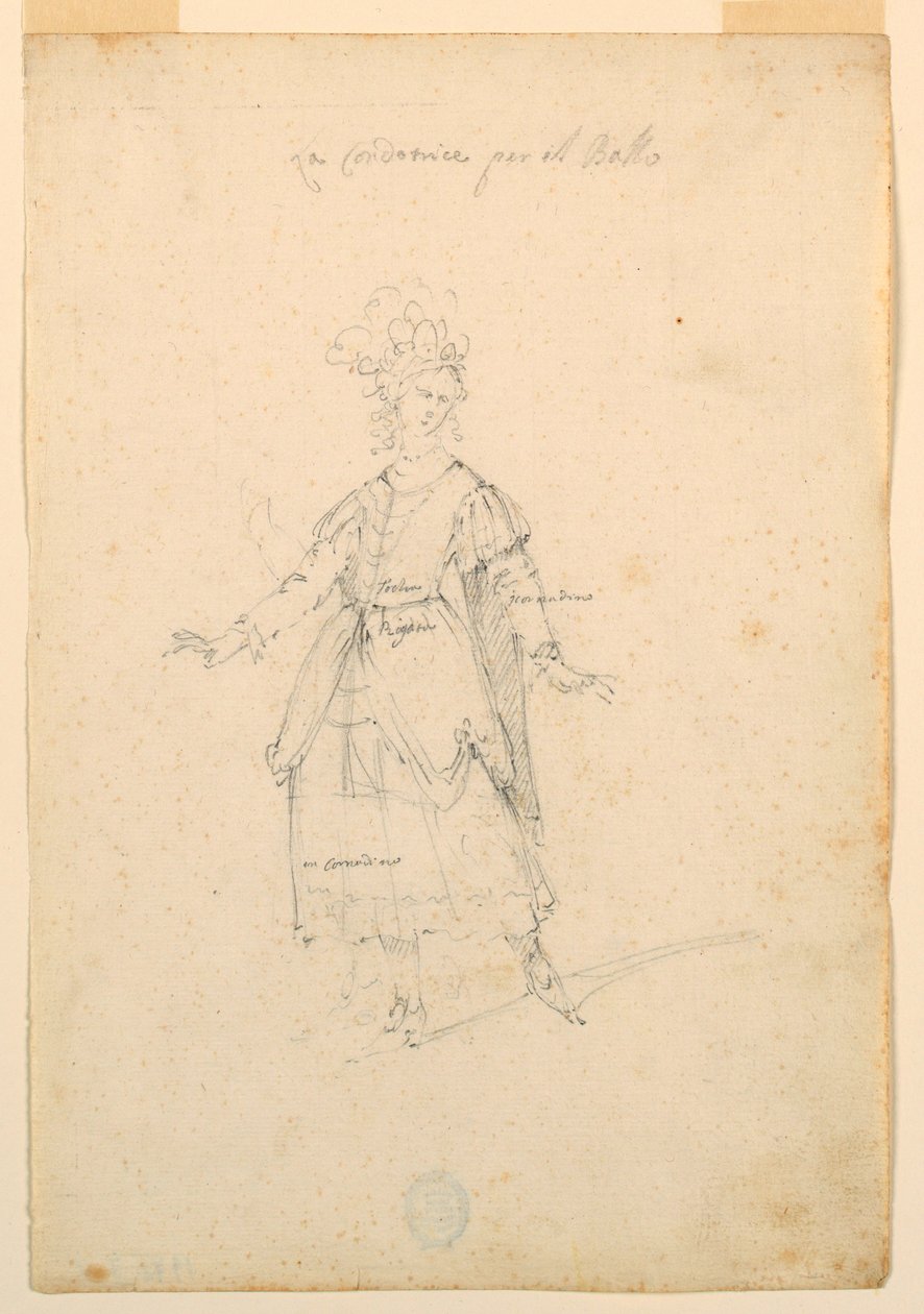 Dessin, création de costumes : Une chanteuse pour un ballet, vers 1720 - Unknown artistUnknown artist